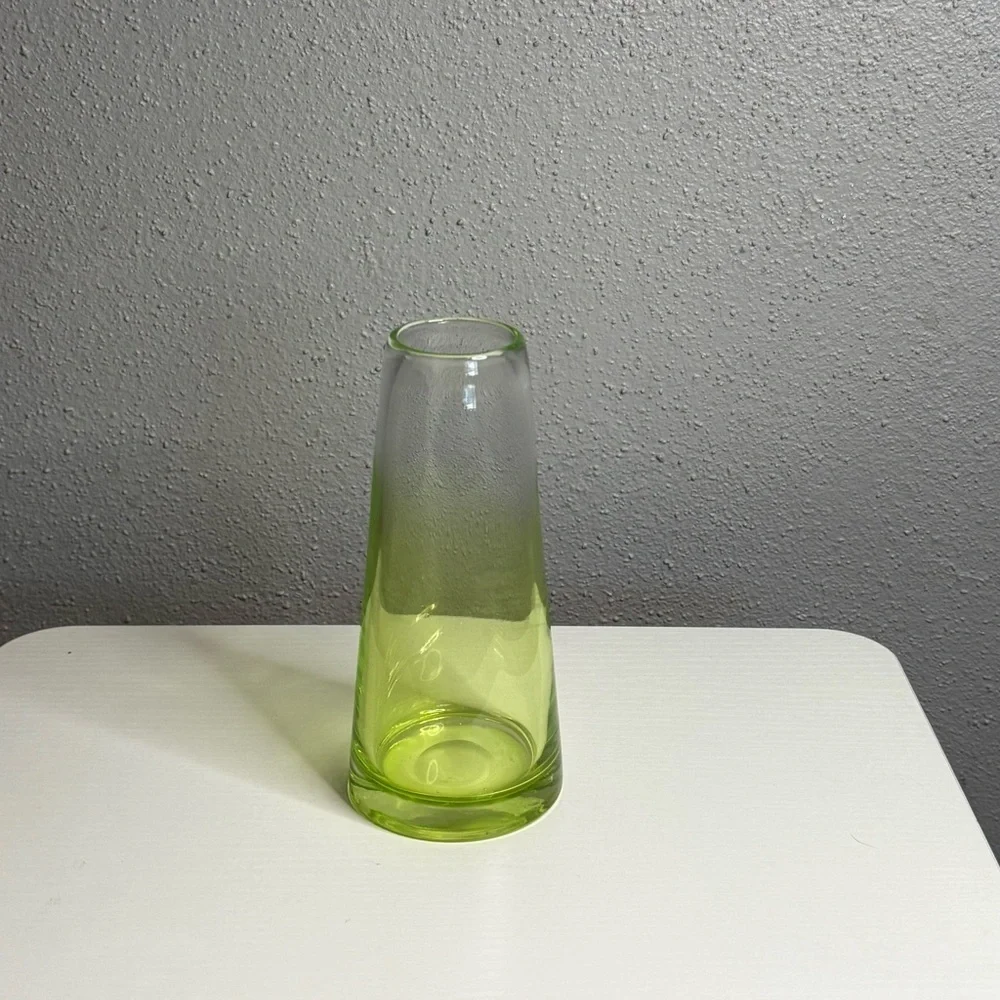 Pottery Barn Clear Glass Green Mini Vase